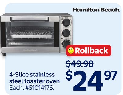 Hamilton Beach 4-Slice Stainless Steel Toaster Oven