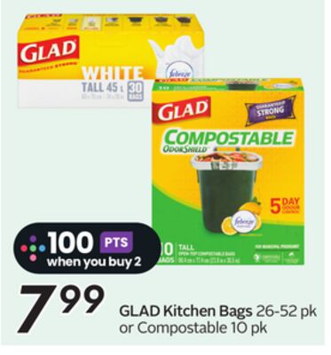 Kitchen Bags 26-52 pk or Compostable 10 pk