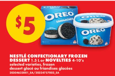 NESTLÉ CONFECTIONARY FROZEN DESSERT, 1.5 L OR NOVELTIES, 4-10'S