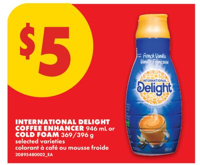 INTERNATIONAL DELIGHT COFFEE ENHANCER, 946 ML OR COLD FOAM, 369/396 G