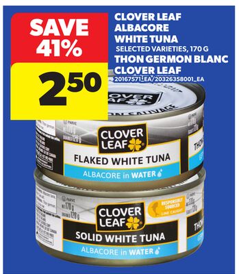 CLOVER LEAF ALBACORE WHITE TUNA, 170 G