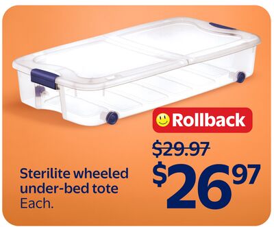 Sterilite wheeled under-bed tote