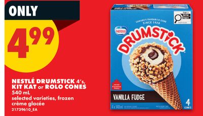 NESTLÉ DRUMSTICK, 4'S, KIT KAT or ROLO CONES, 540 mL