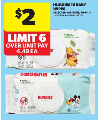 HUGGIES 1X BABY WIPES, 56-64'S
