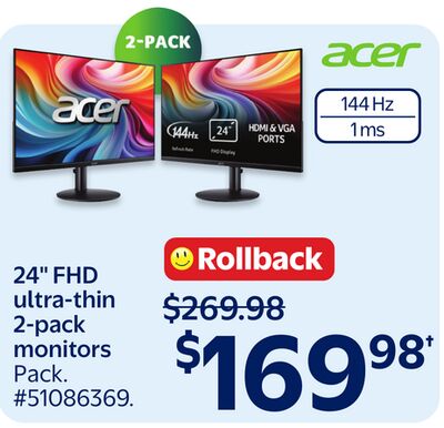 Acer 24" FHD ultra-thin 2-pack monitors