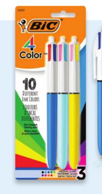 4-Colour retractable ball pens 3-pack