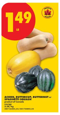 ACORN, BUTTERCUP, BUTTERNUT or SPAGHETTI SQUASH