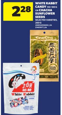 WHITE RABBIT CANDY, 150-180 G OR CHACHA SUNFLOWER SEEDS, 260 G