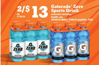 GATORADE® ZERO SPORTS DRINK, 6x91 ml.