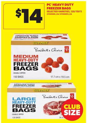 PC HEAVY DUTY FREEZER BAGS, 120/150'S