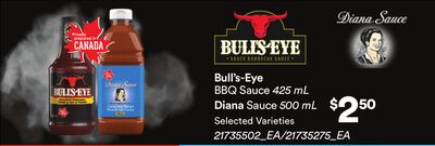 BULLS-EYE BBQ SAUCE, 425 ML, DIANA SAUCE, 500 ML