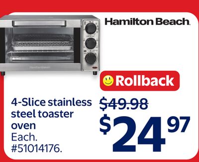 Hamilton Beach 4-Slice stainless steel toaster oven