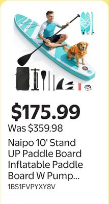 Naipo 10' Stand UP Paddle Board Inflatable Paddle Board W Pump 120'' * 32'' * 6'' Paddleboard & Accessories Backpack Paddle Leash ISUP Fishing Yoga for Adult & Youth & Children
