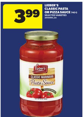 LIEBER'S CLASSIC PASTA OR PIZZA SAUCE, 740 G