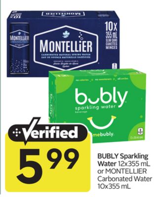 Sparkling Water 12x355 mL or Carbonated Water 10x355 mL