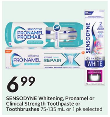 SENSODYNE Whitening, Pronamel or Clinical Strength Toothpaste or Toothbrushes