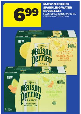 MAISON PERRIER SPARKLING WATER BEVERAGES, 8X330 ML