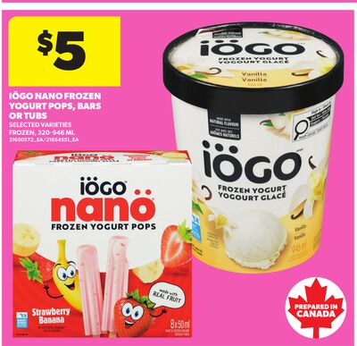 IÖGO NANO FROZEN YOGURT POPS, BARS OR TUBS, 210 - 946 ML