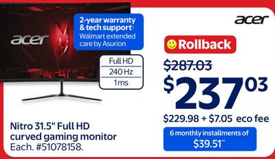 Nitro 31.5" Full HD curved gaming monitor