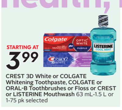 3D White or COLGATE Whitening Toothpaste, Toothbrushes or Floss or Mouthwash