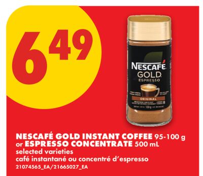NESCAFÉ GOLD INSTANT COFFEE, 95-100 g or ESPRESSO CONCENTRATE, 500 mL