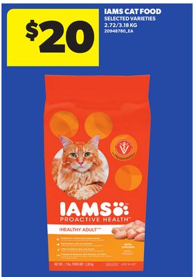 IAMS CAT FOOD, 2.72/3.18 KG
