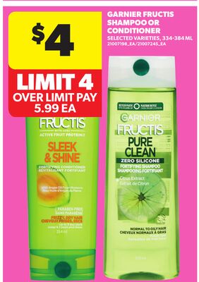 GARNIER FRUCTIS SHAMPOO OR CONDITIONER, 334-384 ML