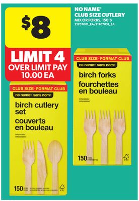 NO NAME® CLUB SIZE CUTLERY, 150'S