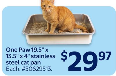 One Paw 19.5" x 13.5" x 4" stainless steel cat pan