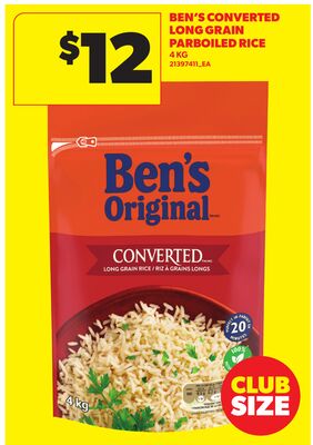 BEN'S CONVERTED LONG GRAIN PARBOILED RICE, 4 KG