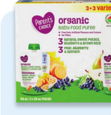 Parent's Choice organic baby food puree