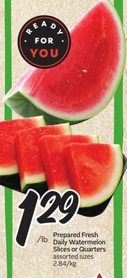Daily Watermelon Slices or Quarters
