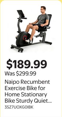 Naipo Recumbent Exercise Bike for Home Stationary Bike Sturdy Quiet 8 Levels Recumbent Bikes Large Comfortable Seat Heart Rate Handle & iPad Holder for Gym Seniors Adults