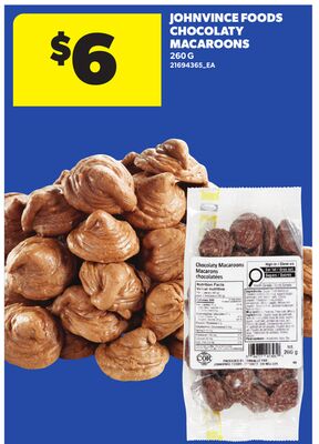 JOHNVINCE FOODS CHOCOLATY MACAROONS, 250 G