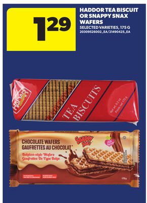 HADDOR TEA BISCUIT OR SNAPPY SNAX WAFERS, 175 G
