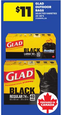 GLAD OUTDOOR BAGS, 20 - 90 L