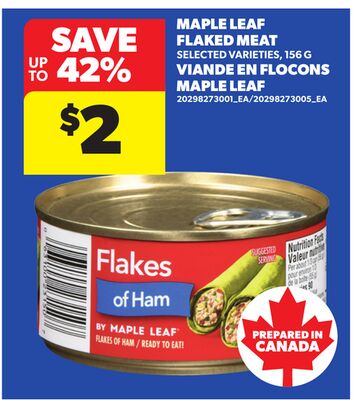 MAPLE LEAF FLAKED MEAT, 156 G