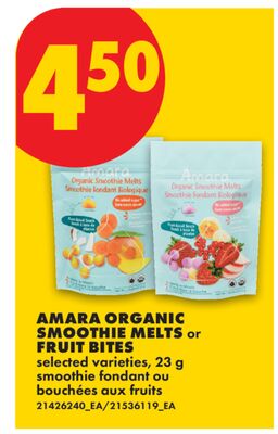 AMARA ORGANIC SMOOTHIE MELTS OR FRUIT BITES, 23 G