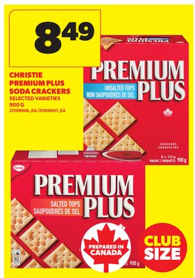 CHRISTIE PREMIUM PLUS SODA CRACKERS, 900 G