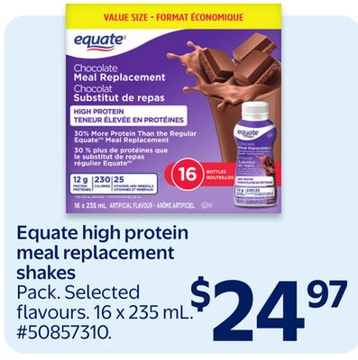 Equate high protein meal replacement shakes