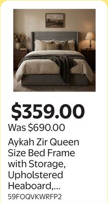 Aykah Zir Queen Size Bed Frame with Storage, Upholstered Heaboard, Modern Wingback Metal Queen Bed Frame with Hydrualic Storage, No Box Spring Required, Modern Design (Vanilla Bean)