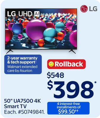 50" UA7500 4K Smart TV