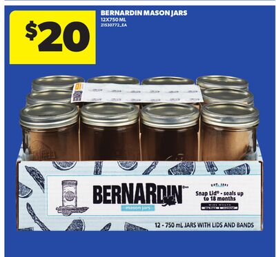 BERNARDIN MASON JARS, 12X750 ML
