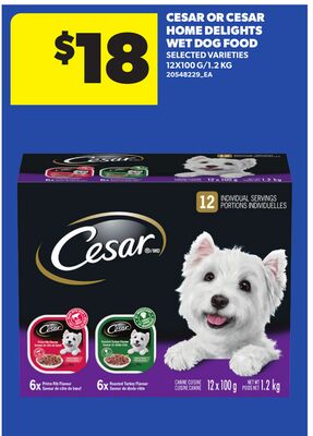 CESAR OR CESAR HOME DELIGHTS WET DOG FOOD, 12X100 G/1.2 KG