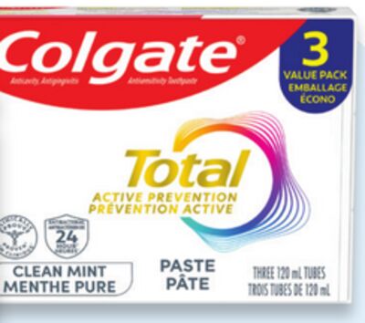 Colgate MaxFresh 3 x 150 mL or Total 3 x 120 mL toothpaste