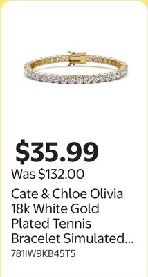 Cate & Chloe Olivia 18k White Gold Plated Tennis Bracelet Simulated Diamond Crystals for Women