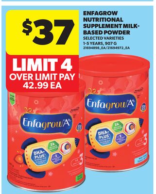 ENFAGROW NUTRITIONAL SUPPLEMENT MILK- BASED POWDER, 907 G