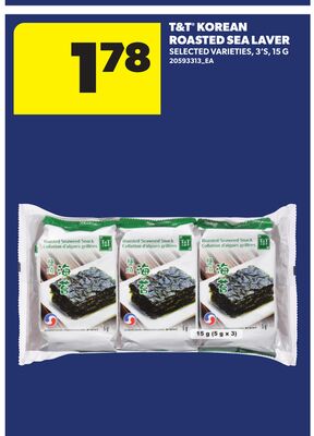 T&T KOREAN ROASTED SEA LAVER, 3'S, 15 G