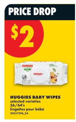 HUGGIES BABY WIPES, 56/64's