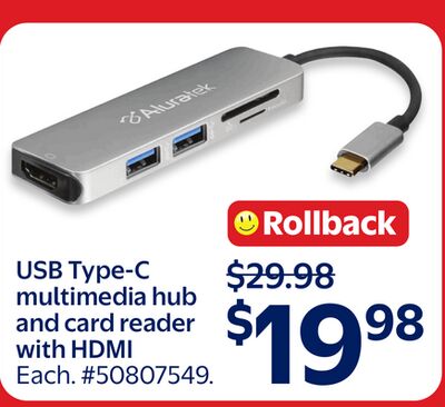 USB Type-C multimedia hub and card reader with HDMI